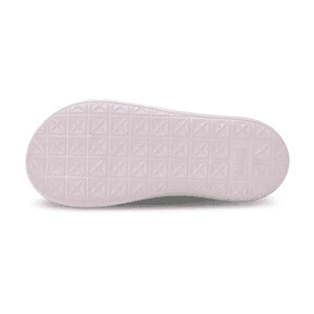 PUMA Summer Camp Suede Mayu Slides in Pristine/Lavender Fog Angle 0