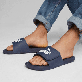 PUMA Cool Cat 2.0 Slides in Dark Blue Angle 0