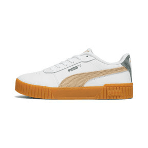 PUMA Carina 2.0 Corduroy Sneakers in White/Sand Dune Angle 0