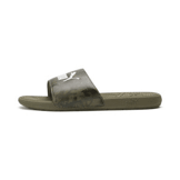 PUMA Cool Cat 2.0 Camo Slides in Dark Olive/Black/Deep Lichen Green Angle 0