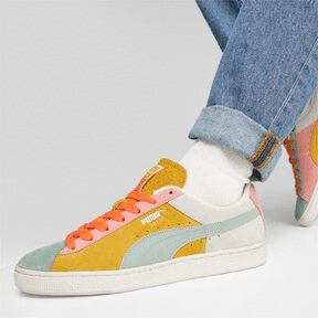 PUMA Suede Icons Of Unity Sneakers in Warm White/Yellow Sizzle Angle 0