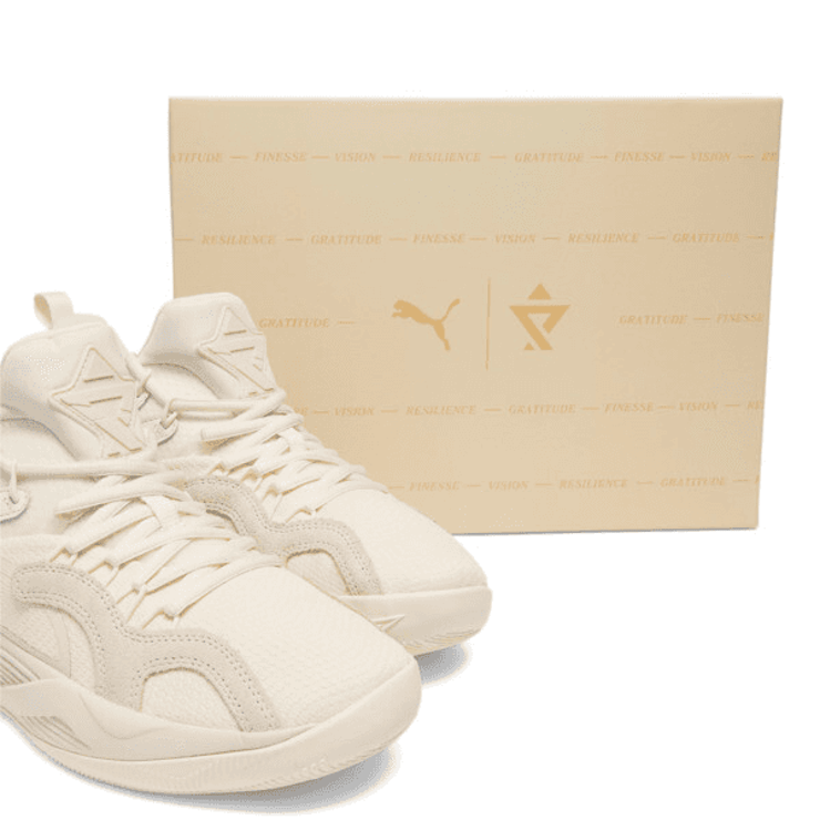 PUMA TRC Blaze Court NU Skylar Basketball in Frosted Ivory Angle 0