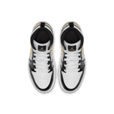 Air Jordan 1 Mid SE Patent Black Metallic Gold White (PS) Angle 1