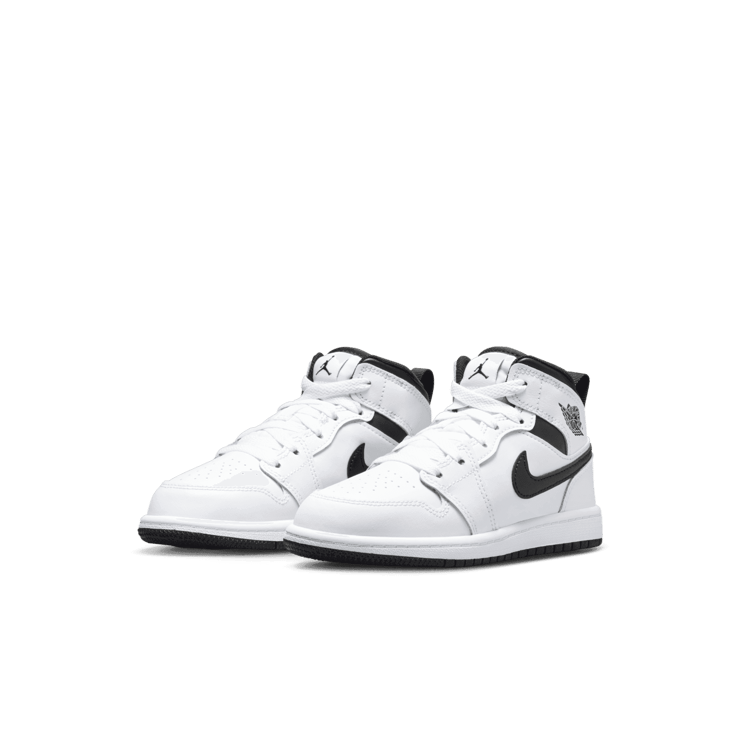 Air Jordan 1 Mid White Black (PS) Angle 2