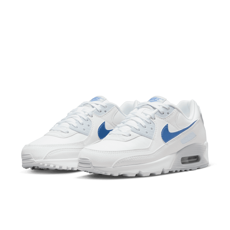 Nike Air Max 90 'White Metallic Blue' (W) Angle 3