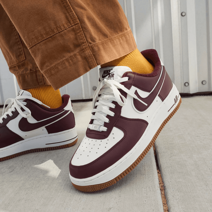 Burgundy and white air force 1 top