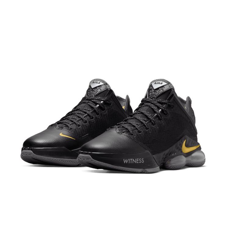 Nike LeBron 19 Low Black University Gold Angle 2