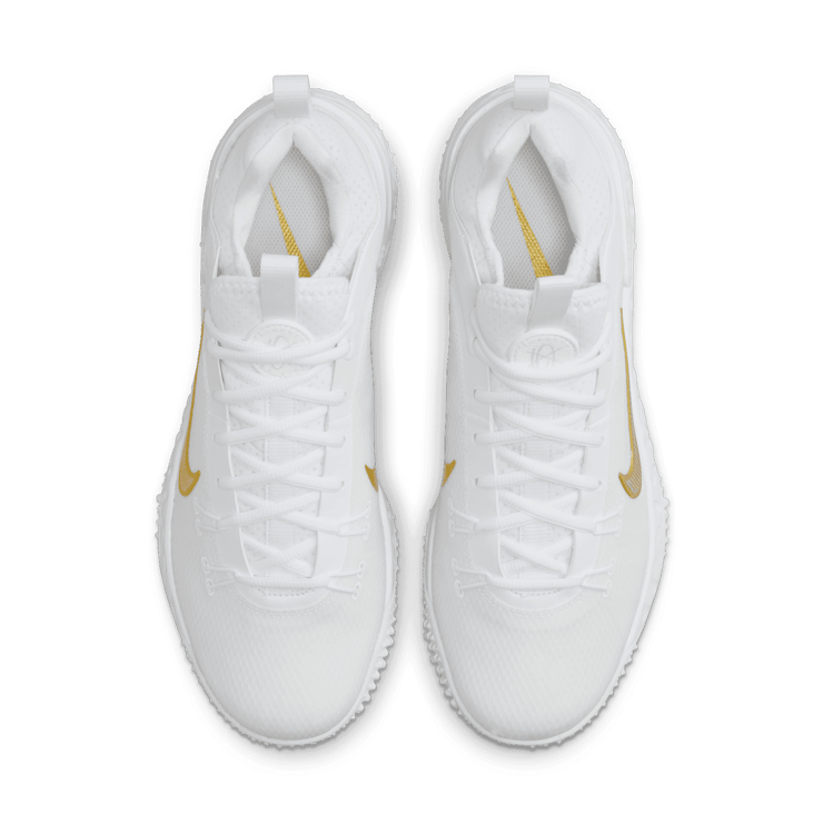 Nike Huarache 9 Elite TF LAX 'White Metallic Vivid Gold' Angle 1