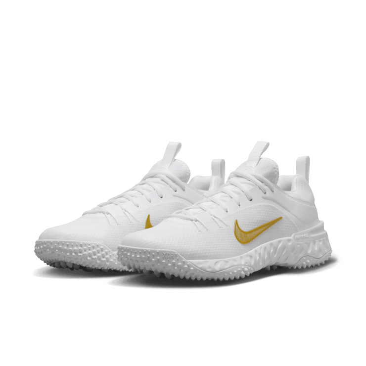 Nike Huarache 9 Elite TF LAX 'White Metallic Vivid Gold' Angle 2