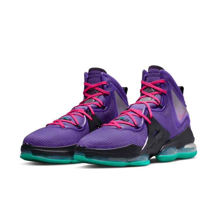 Nike LeBron 19 Purple Teal Angle 2