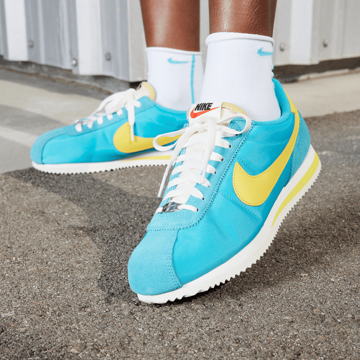 Nike Cortez Nylon Bleached Aqua Vivid Sulfur Angle 0