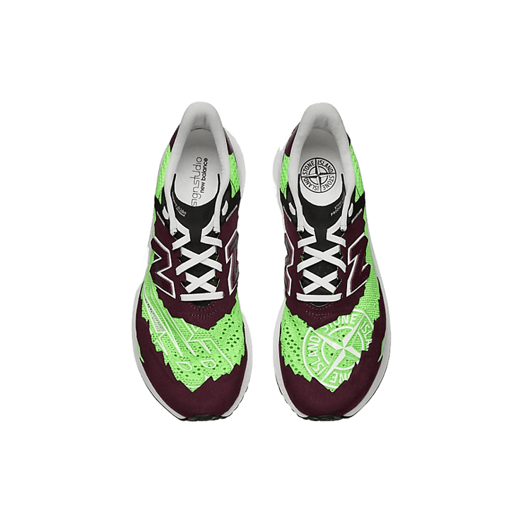 New Balance Stone Island RC Elite V2 SI Maroon Neon Green Angle 1