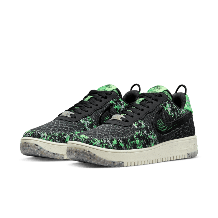 Nike Air Force 1 Crater Flyknit NN Black Scream Green Angle 2