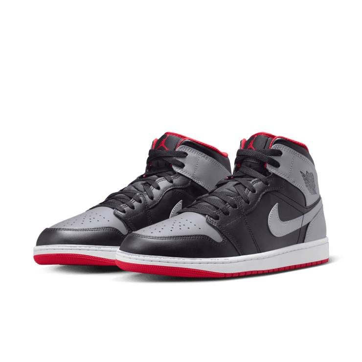 Air Jordan 1 Mid Black Cement Fire Red Angle 2