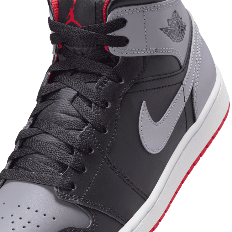 Air Jordan 1 Mid Black Cement Fire Red Angle 3