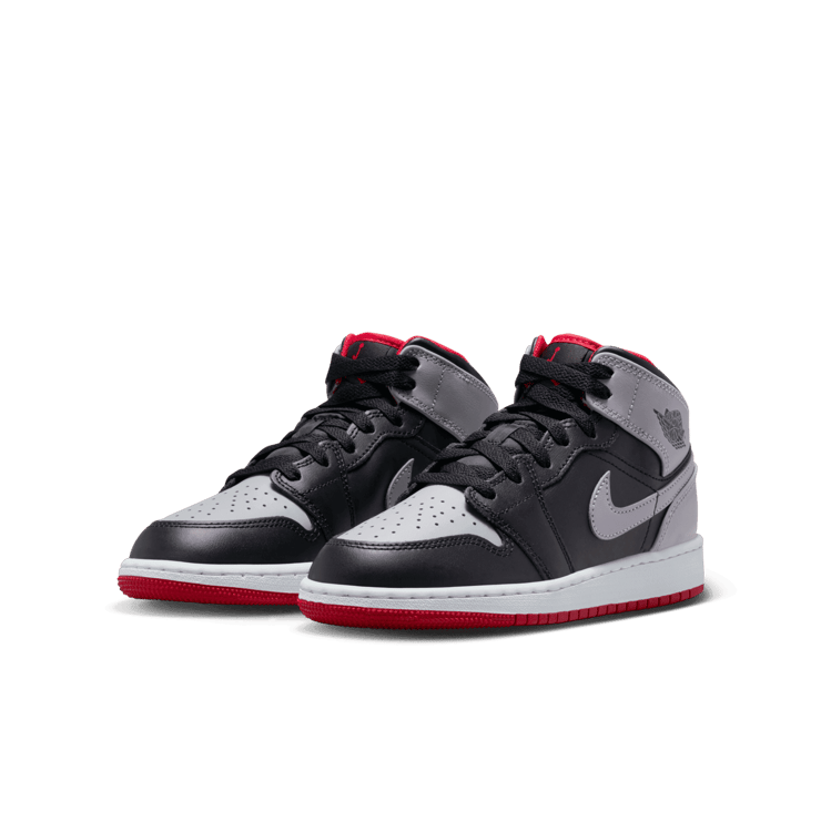 Air Jordan 1 Mid Black Cement Fire Red (GS) Angle 2