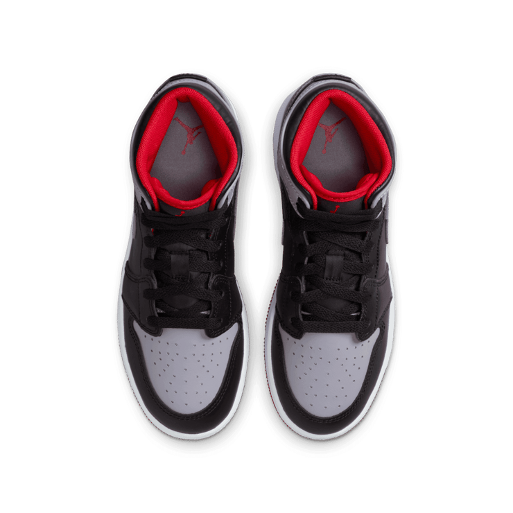 Air Jordan 1 Mid Black Cement Fire Red (GS) Angle 1