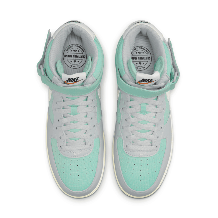 Nike Air Force 1 Mid Certified Fresh Grey Fog Enamel Green Angle 2