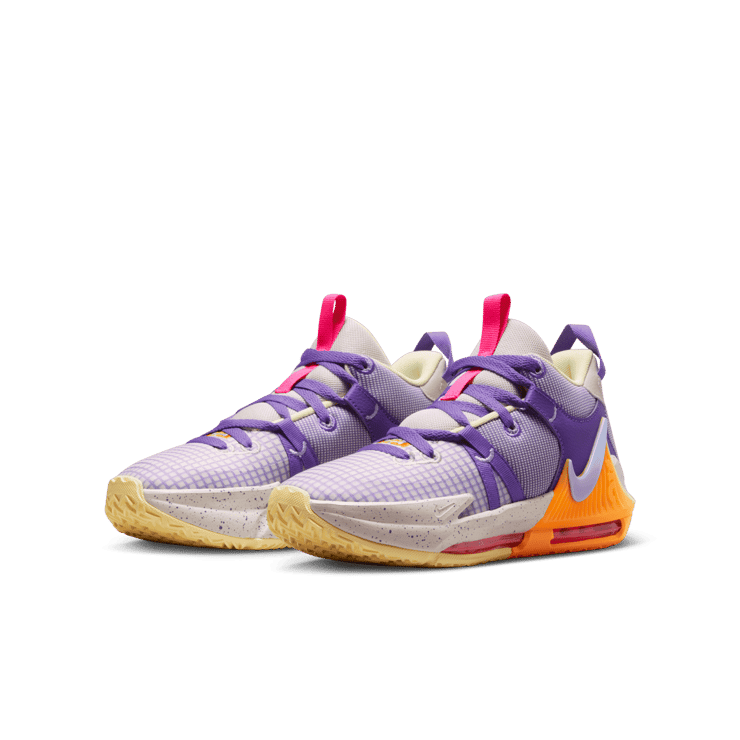 Nike LeBron Witness 7 GS 'Action Grape Vivid Orange' Angle 2