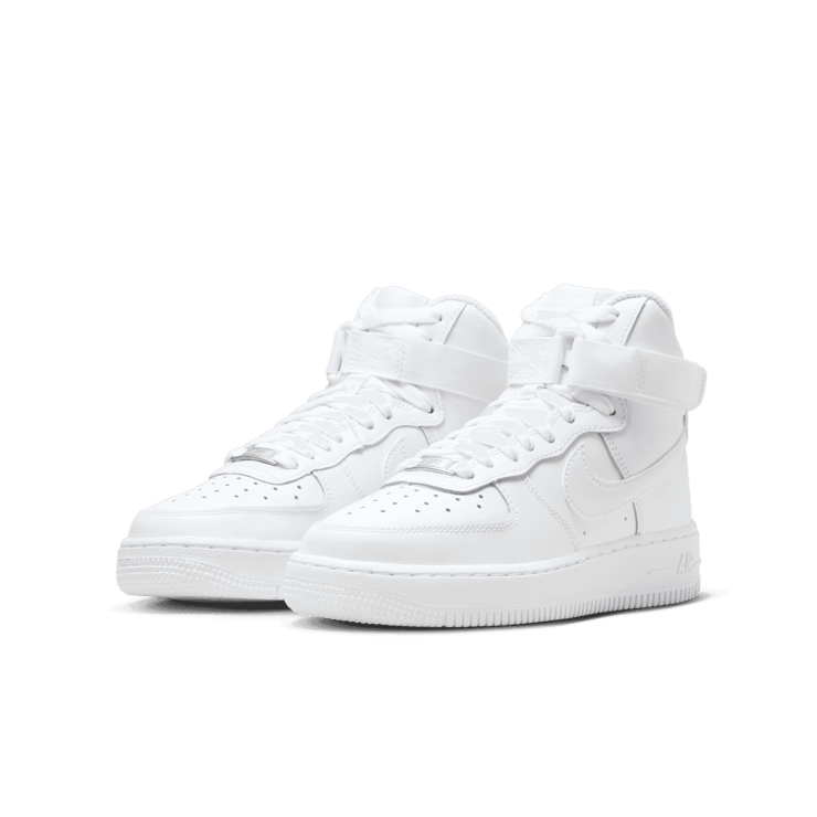Nike Air Force 1 High LE GS 'Triple White' Angle 0