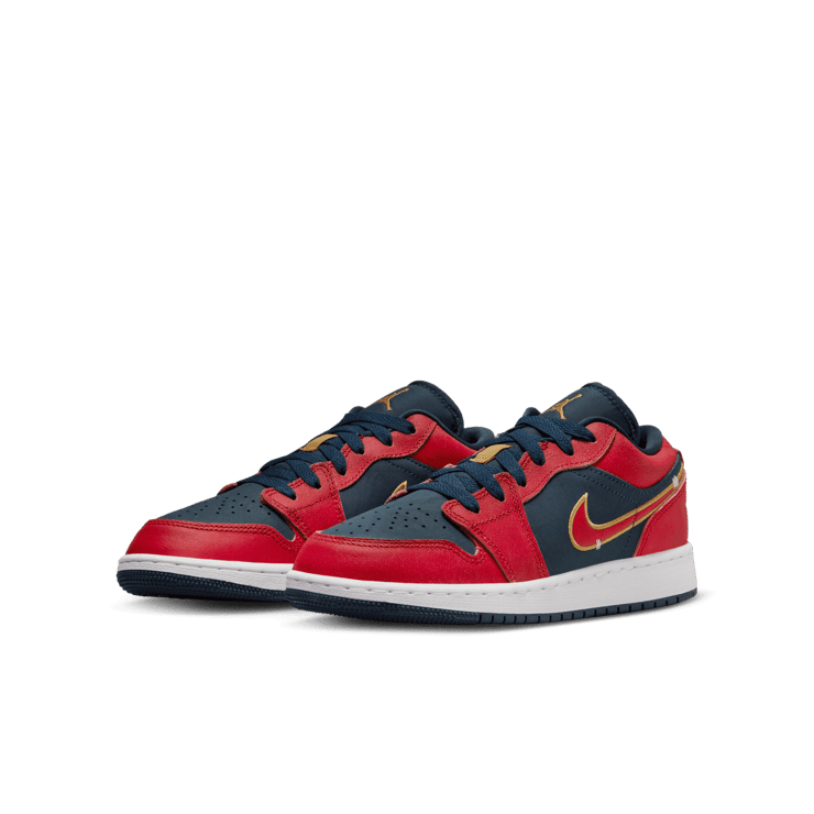 Air Jordan 1 Low Navy Red Gold (GS) Angle 2