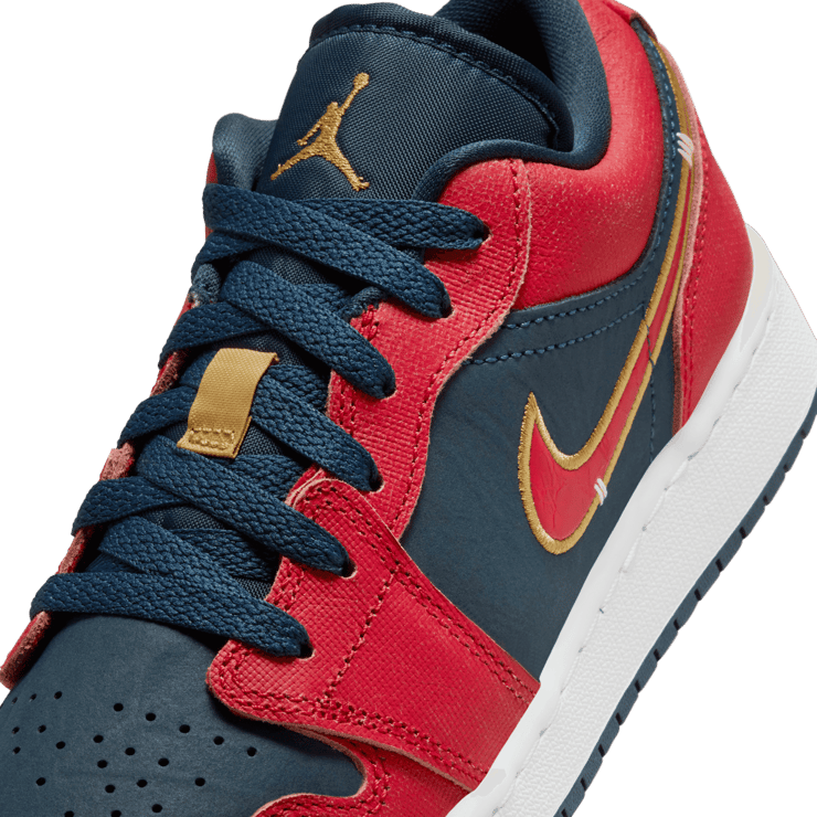 Air Jordan 1 Low Navy Red Gold (GS) Angle 4