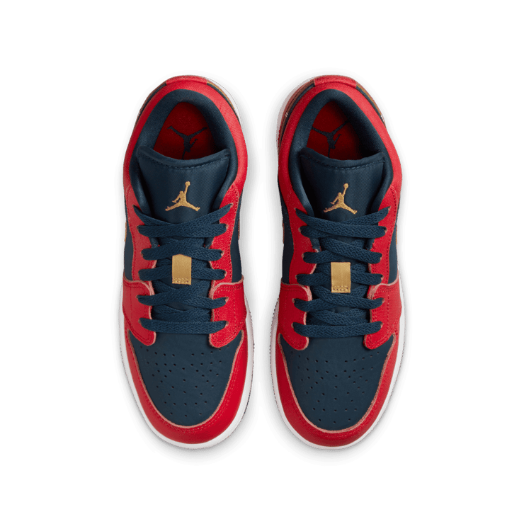 Air Jordan 1 Low Navy Red Gold (GS) Angle 1