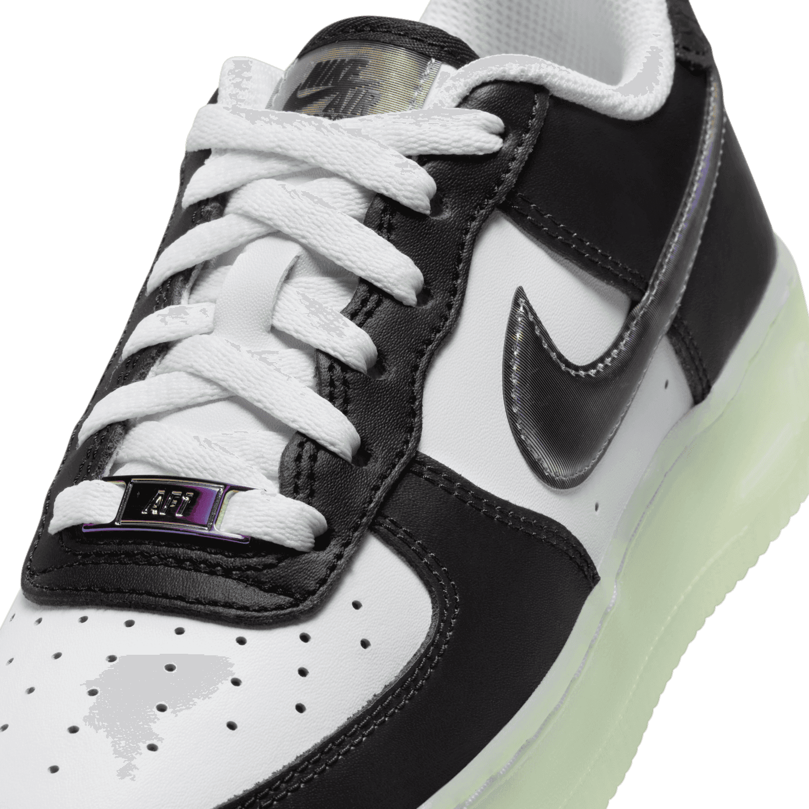 nike air force 1 lv8 trainers black silver white pine green silver