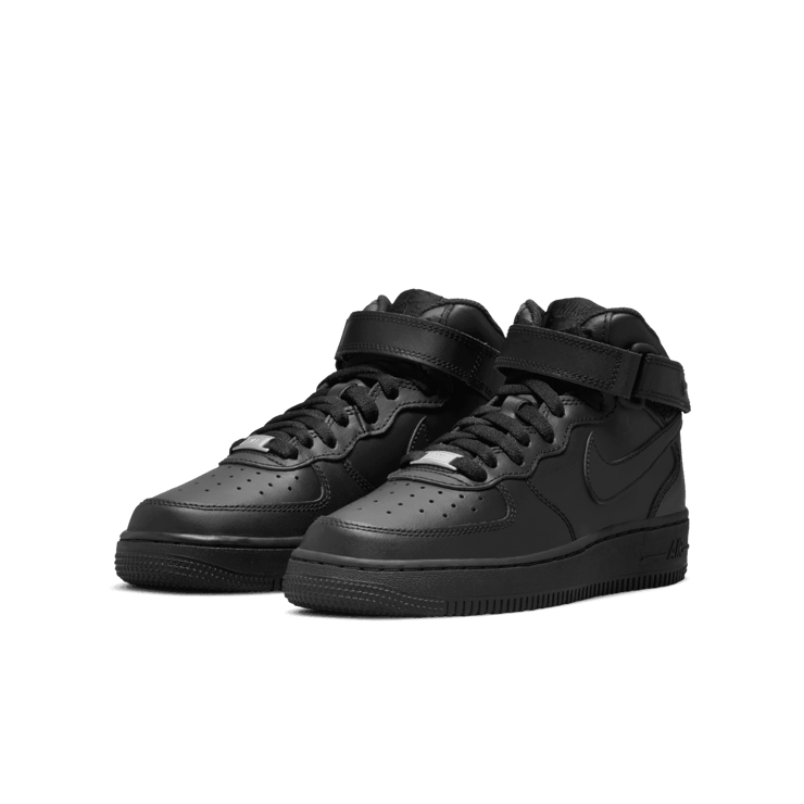 Nike Air Force 1 Mid LE GS 'Triple Black' Angle 2