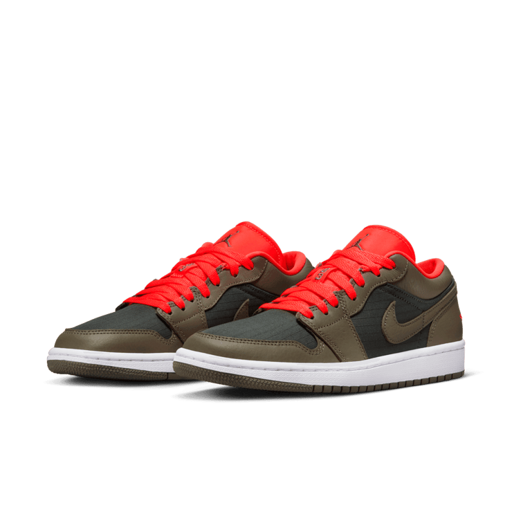 Air Jordan 1 Low SE Light Olive Bright Crimson (W) Angle 2