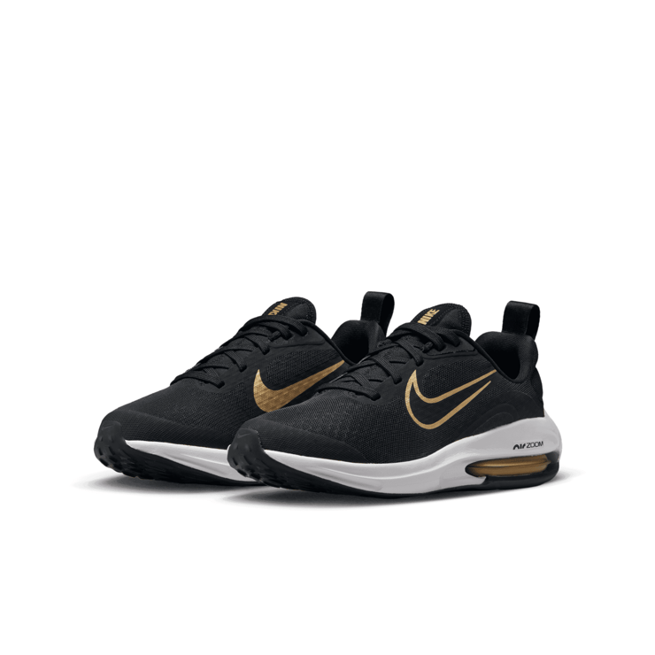 Nike Air Zoom Arcadia 2 GS 'Black Metallic Gold' Angle 3