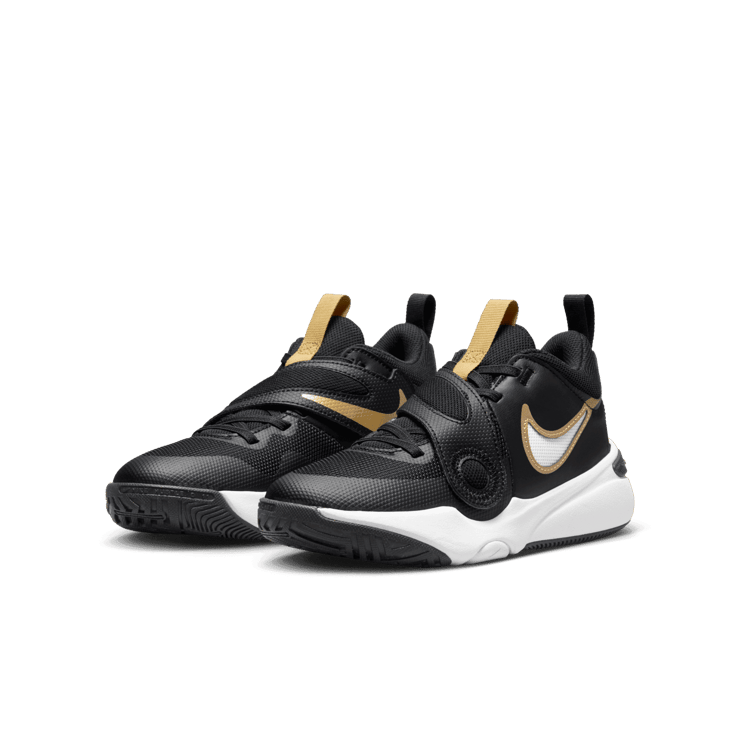 Nike Team Hustle D11 GS 'Black Metallic Gold' Angle 1
