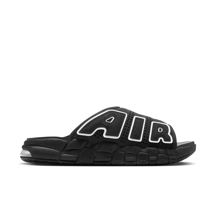 Nike Air More Uptempo Slide Black White Angle 2