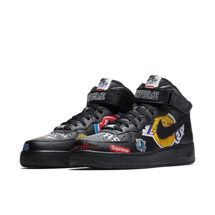 Nike Supreme x NBA x Air Force 1 Mid 07 'Black' Angle 2