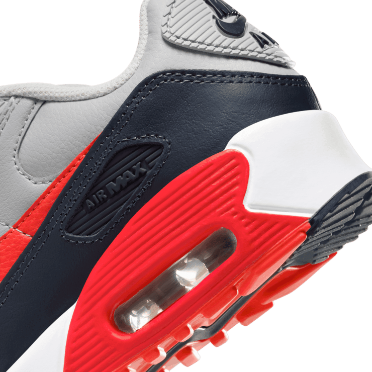 Nike Air Max 90 Leather 'Light Smoke Bright Crimson' (GS) Angle 5