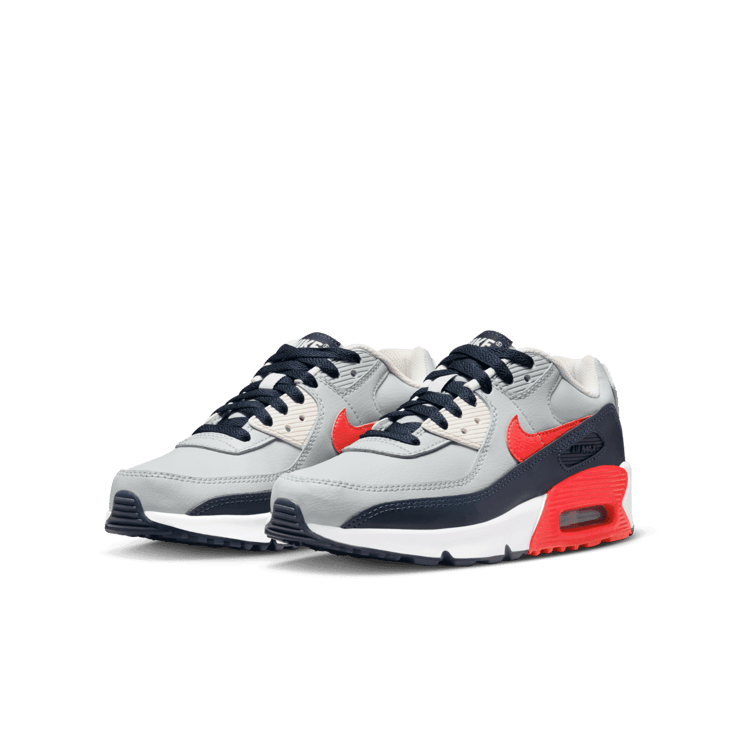 Nike Air Max 90 Leather 'Light Smoke Bright Crimson' (GS) Angle 2