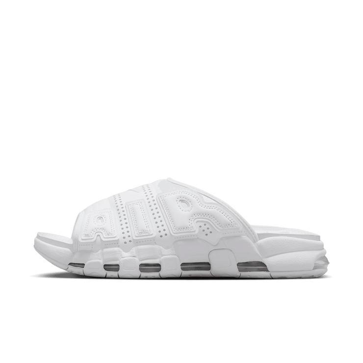 Nike Air More Uptempo Slide Triple White Angle 0