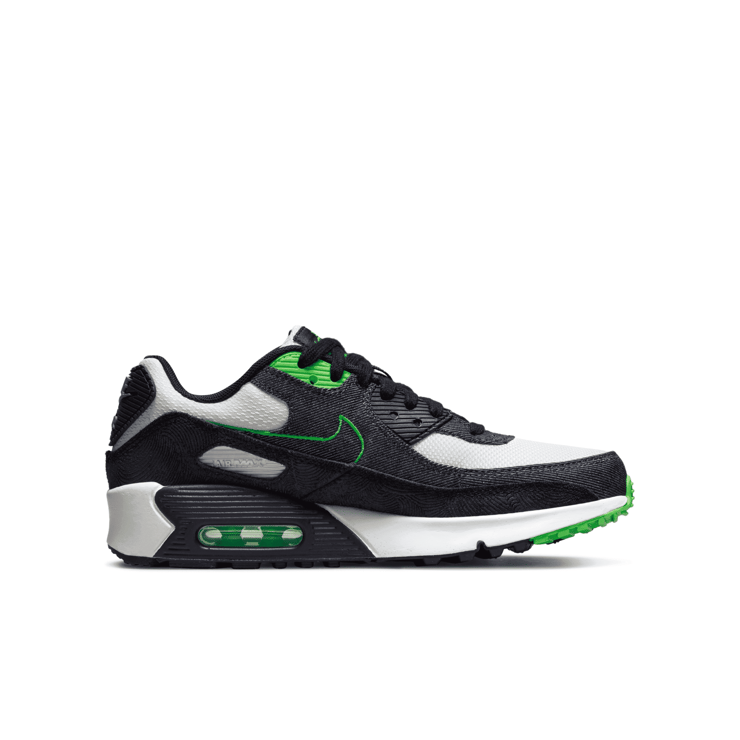 Nike Air Max 90 Leather SE 'Black Scream Green' (GS) Angle 1