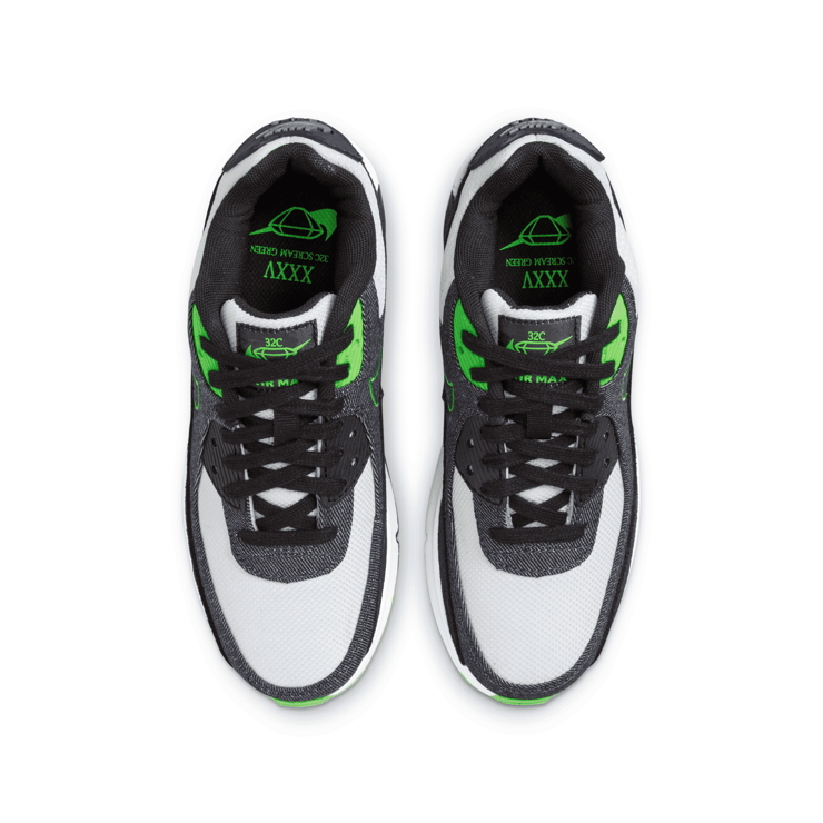 Nike Air Max 90 Leather SE 'Black Scream Green' (GS) Angle 2