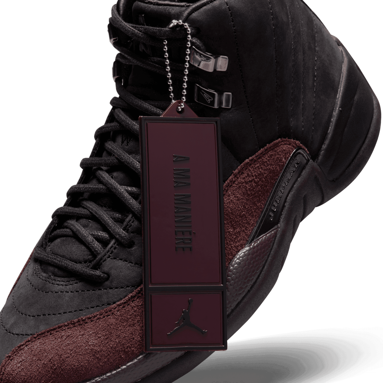 burgundy and black jordans