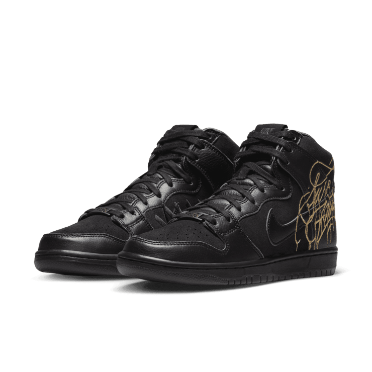 Nike SB Dunk High FAUST Black Gold Angle 2