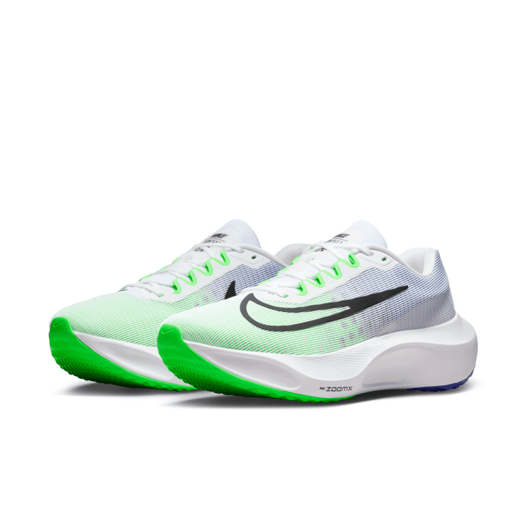Nike Zoom Fly 5 'White Green Strike Blue' Angle 3
