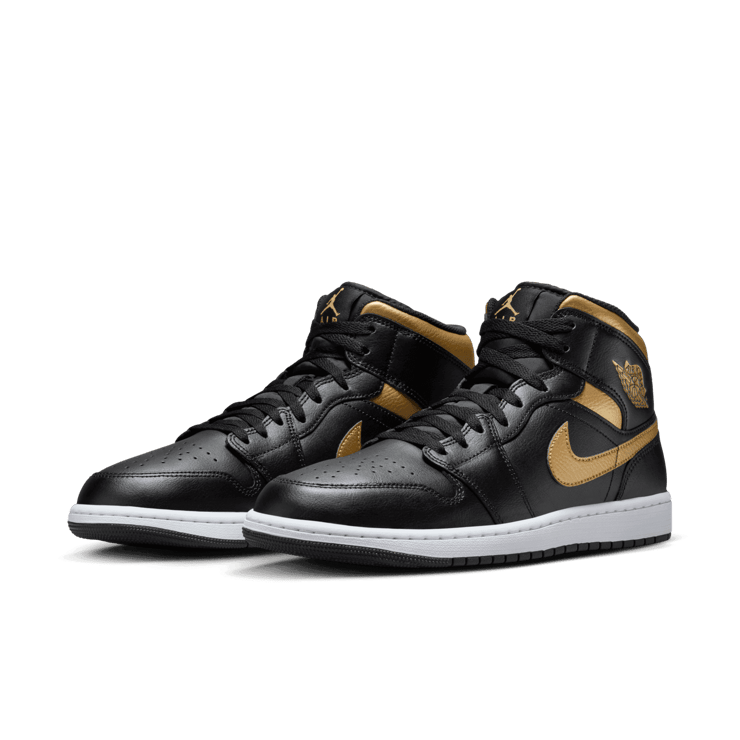 Air Jordan 1 Mid Black Gold Angle 2