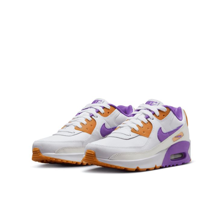 Nike Air Max 90 Leather 'White Action Grape' (GS) Angle 3