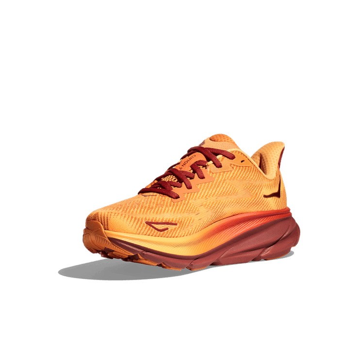 Hoka One One Clifton 9 'Amber Haze Sherbet' Angle 1