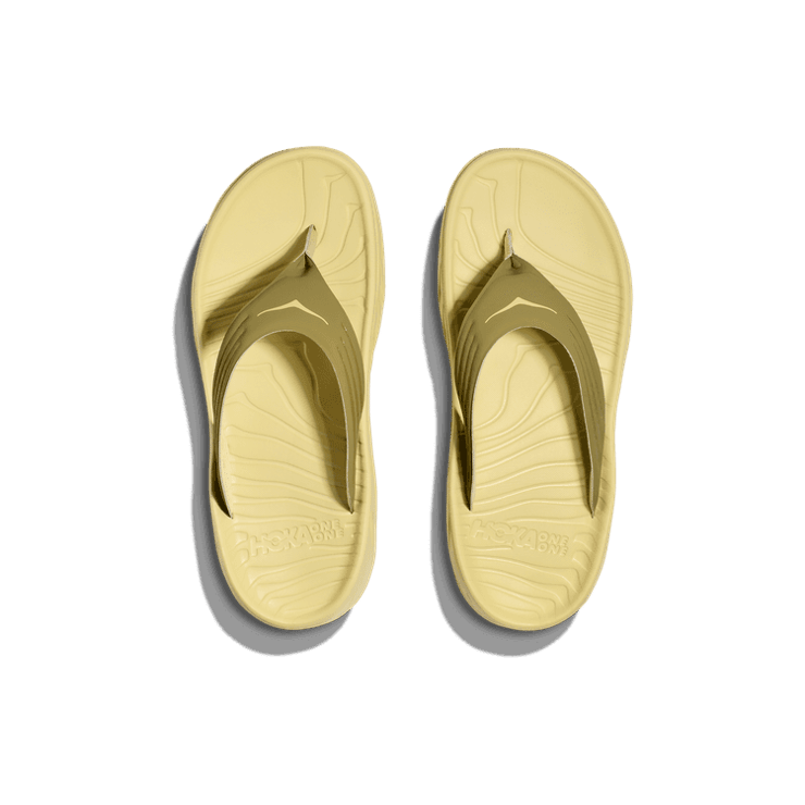Hoka One One Ora Recovery Flip Slide 'Green Moss Celery Root' Angle 0