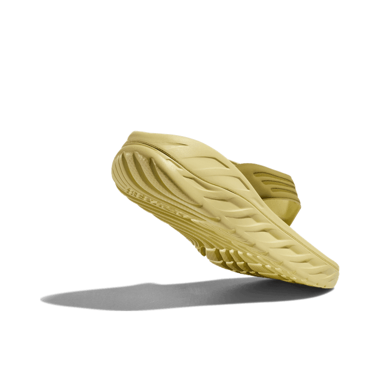Hoka One One Ora Recovery Flip Slide 'Green Moss Celery Root' Angle 2