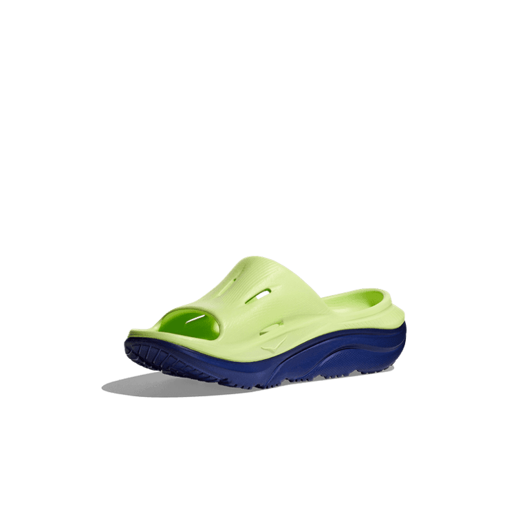 Hoka One One Ora Recovery Slide 3 'Lettuce Bellwether Blue' (GS) Angle 1