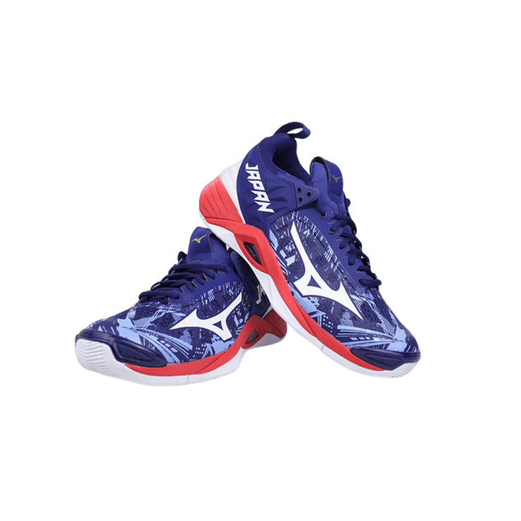 Mizuno Wave Momentum 2 Blue/Red Angle 1