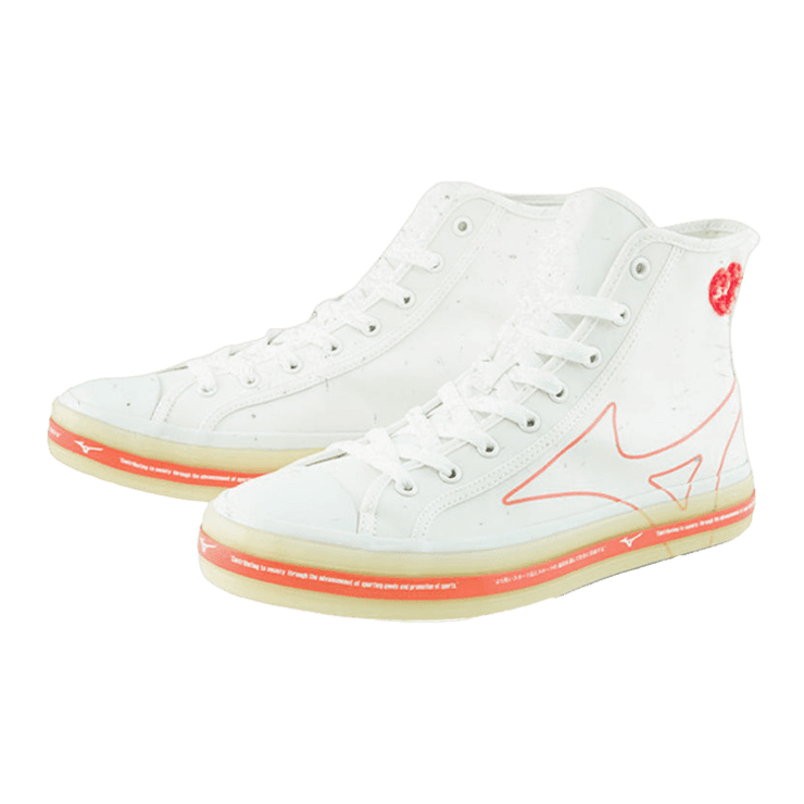 Mizuno Courts Msq High-Top Sneakers White Orange Angle 0